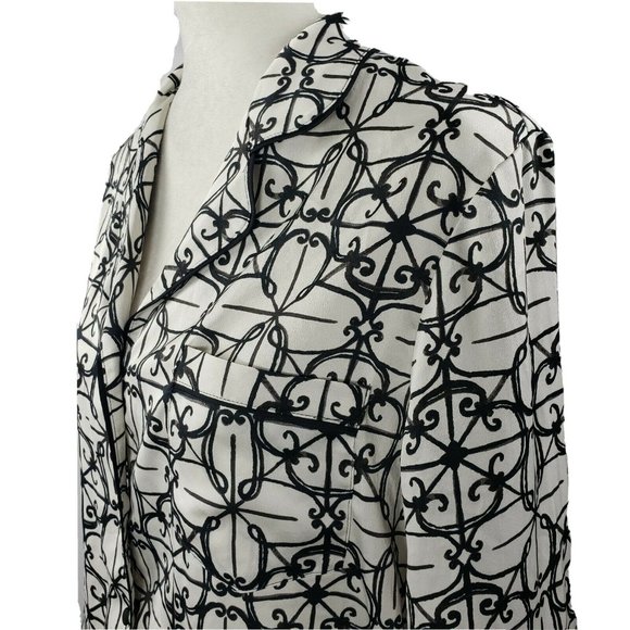 Kate Spade Button-Front Pajama Top M Scroll Print - Picture 2 of 4